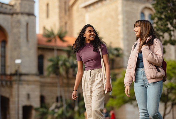 2 students walking