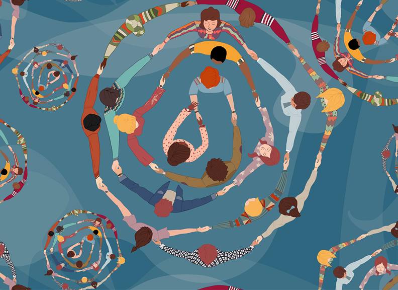 abstract pic of people holding hands in a group