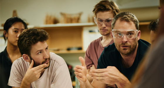 Students listening in workshop