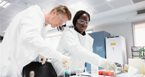 Two students in a lab