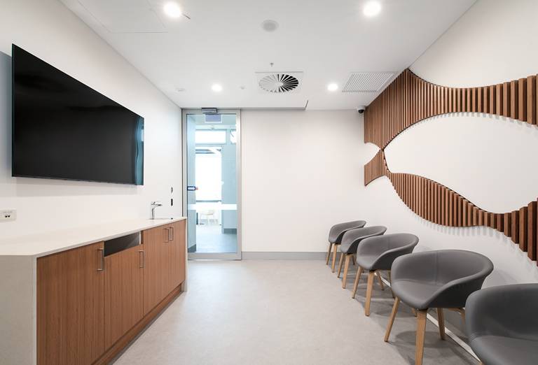 image of the waiting room at the Harry Perkins Institute