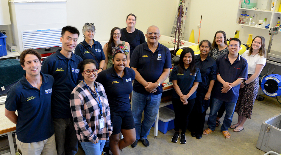 Professor Charitha Pattiaratchi and students