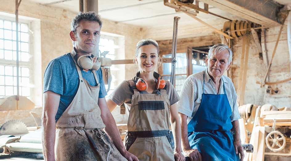 Family business with son, daughter and father