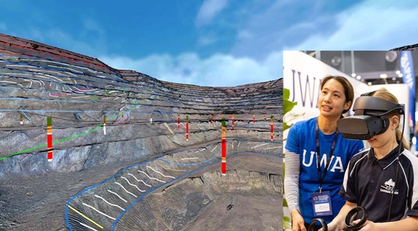 Dr Minh Tran from the UWA Centre for Data-driven Geoscience demonstrating her virtual reality software.