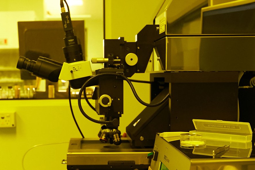 Microscope in lab setting