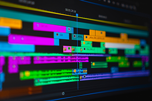 Close up of video editing software