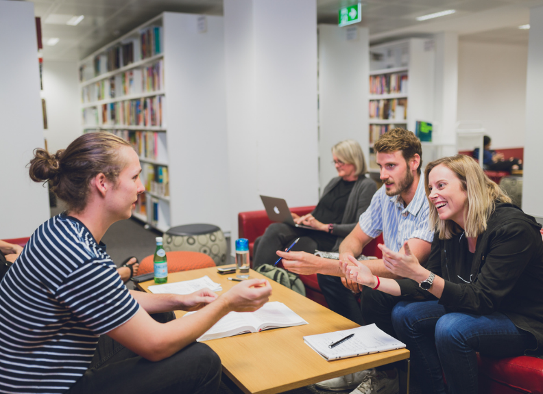 Students in the education library at UWA