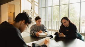 Students studying at a table